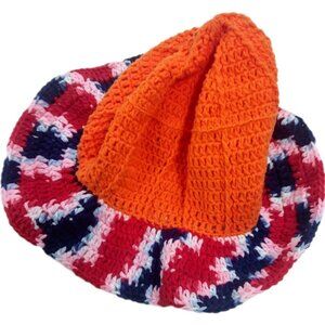 Orange Patriot Crochet Hat - Handmade USA Brim Hat